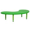 Flash Furniture Kidney Activity Table, 35 W X 65 L X 23.75 H, Plastic, Steel, Green YU-YCX-004-2-MOON-TBL-GREEN-GG