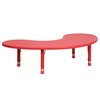 Flash Furniture Kidney Activity Table, 35 X 65 X 23.75, Plastic, Steel Top, Red YU-YCX-004-2-MOON-TBL-RED-GG
