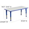 Flash Furniture Rectangle Activity Table, 23.625 X 47.25 X 23.5, Plastic, Steel Top, Grey YU-YCY-060-0034-RECT-TBL-BLUE-GG