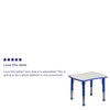 Flash Furniture Rectangle Preschool Table, Bl, 21.875" W x 26.625" L, 21.875 W X 26.625 L X 23.5 H, Plastic, Steel YU-YCY-098-RECT-TBL-BLUE-GG