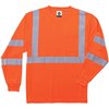 Glowear By Ergodyne Long Sleeve T-Shirt, Orange, Class 3, 2XL 8391