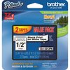 Brother Black On Wht Label Tape, 0.47"X26.2ft, PK2 TZE2312PK