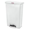 Rubbermaid Commercial 24 gal Rectangular Trash Can, White, 22 1/4 in Dia, Step-On, Plastic 1883561