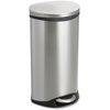 Safco 7-1/2 gal Oval Wastebasket, Stainless Steel, 15" Dia, Step-On, Stainless Steel, Rigid Plastic 9902SS