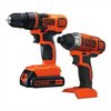 Black & Decker 20V MAX* Lithium Ion Drill/Driver + Impact Combo Kit BD2KITCDDI