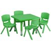 Flash Furniture Square Activity Table, 24 W X 24 L X 23.75 H, Plastic, Steel, Green YU-YCX-0023-2-SQR-TBL-GREEN-E-GG