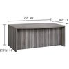 Mayline Bow Front Desk, 42" D X 72" W X 29-1/2" H, Gray Steel, MDF (Medium Density Fiberboard) - Platform ABD7242LGS
