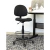 Boss Black Drafting Chair, 25" W 25" L 49-1/2" H, Armless, Fabric Seat, B1615 Series B1615-BK