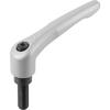 Kipp Adjustable Handle, Modern Design, Sz. 2, 5/16-18X40, Die Cast Zinc Silver Metallic, Comp: Steel K0122.2A33X40