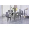 Homelegance Dining Set, 34.25 in W, 57.75 in L, 9.25 in H, Metal, Glass, Leather Top HM4056GY-7PC