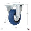 Richelieu Hardware Industrial Blue Elastic Rubber Caster, Fixed, with Plate, Blue F08334