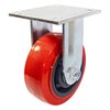 Madico Mold‐On Polyurethane Industrial Casters, Fixed, with Plate, Red F22005
