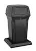 Rubbermaid Commercial 35 gal Square Trash Can, Black, 21 1/2 in Dia, Swing, Plastic FG843088BLA