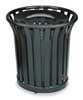 Rubbermaid Commercial 36 gal Round Trash Can, Black, 29 in Dia, Open Top, Steel, Rigid Plastic FGMT32PLBK