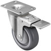 Zoro Select Swivel Plate Caster w/Total-Lock, Polyur, 4in, 300lb 2G031