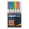 Uni-Paint Permanent Marker, Fine Tip, Black, Blue, Green, Red, White, Yellow Color Family, Paint, 6 PK 63720
