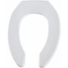 Bemis Elongated Toilet Seat, Open Front, External Check Hinge, 2-3/8 in Seat Ht, Plastic, White 1955CT-000