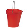 Vikan 3 gal. Round Hygienic Bucket, 12-3/4" H, 12 4/5 in Dia, Red, Polypropylene 56864