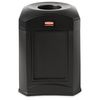 Rubbermaid Commercial 35 gal Square Trash Can, Black, 24 in Dia, Open Top, Plastic FG9W0200BLA