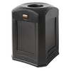 Rubbermaid Commercial 35 gal Square Trash Can, Black, 24 in Dia, Open Top, Plastic FG9W0200BLA