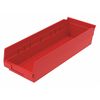 Akro-Mils 20 lb Shelf Storage Bin, Plastic, 6 5/8 in W, 4 in H, Red, 17 7/8 in L 30138RED