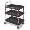 Metro Polymer Utility Cart with Deep Lipped Plastic Shelves, Raised, 3 Shelves, 400 lb BC2636-3DBL