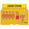 Master Lock Lockout Station, 18 Components: Hasps (2), Padlocks (4), Tags (12), Keyed Different, Yellow 1482BP410