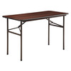 Lorell Rectangle Lorell Economy Folding Table, 24 W, 48 L, 20 H, Melamine Top, Mahogany LLR65759