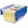 Akro-Mils Attached Lid Container, Clear/Blue 66486FILEB