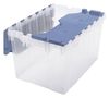 Akro-Mils Attached Lid Container, Clear/Blue 66486FILEB