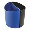 Safco 14 gal Half-Round Recycling Bin, Open Top, Black/Blue, Plastic, 2 Openings 9928BB