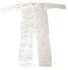 Condor Collared Disposable Coveralls, 25 PK, White, Polypropylene, Zipper 26W753