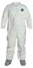 Dupont Collared Disposable Coveralls, 25 PK, White, High Density Spunbond Polyethylene, Zipper TY121SWH6X0025NS