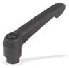 Kipp Adjustable Handle Size: 4 M10, Plastic Black RAL 7021, Comp: Stainless Steel K0270.4101