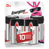Energizer Max D Alkaline Battery, 4 PK E95BP-4