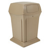 Rubbermaid Commercial 45 gal Square Trash Can, Beige, 24 3/4 in Dia, Swing, Plastic FG917188BEIG