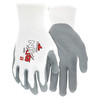 Mcr Safety Nitrile Coated Gloves, Palm Coverage, White/Gray, S, PR 9674S