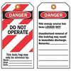 Brady Danger Tag, Danger - Do Not Operate, Polyester, Write-On Surface, 5 1/2 in High, 3 in Wide, 25 Pack 66050