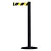 Tensabarrier Barrier Post with Belt, PVC, Black 875-33-STD-NO-D4X-C