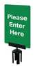 Tensabarrier Acrylic Sign, Green, Please Enter Here S01-P-28-7X11-V-HDSB-1701-33