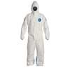 Dupont Hooded Disposable Coveralls, 25 PK, White, High Density Spunbond Polyethylene, Zipper TD127SWBLG0025CM