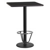 Flash Furniture Square Table-RD Base, Laminate Blk, 24", Square, 24" W, 24" L, 43.125" H, Laminate Top, Wood Grain XU-BLKTB-2424-TR18B-3CFR-GG