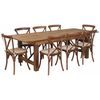 Flash Furniture Rectangle Antique Farm Table, 40" W, 96" L, 30" H, Wood Top, Wood Grain XA-FARM-12-GG
