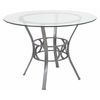 Flash Furniture Round Dining Table, Silver Metal, Rnd Glass, 42", 42" W, 42" L, 29.5" H, Glass Top, Clear XU-TBG-21-GG