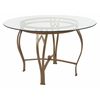 Flash Furniture Round Dining Table, Matte Gld Mtl, Rnd Glss, 48", 48" W, 48" L, 29.5" H, Glass Top, Clear XU-TBG-7-GG