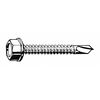 Zoro Select Self-Drilling Screw, 1/4" x 2 1/2 in, Zinc Plated Steel Hex Head External Hex Drive, 50 PK U31810.025.0250