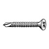 Zoro Select Self-Drilling Screw, #8 x 1 1/4 in, Plain Stainless Steel Flat Head Phillips Drive, 100 PK U31880.016.0125