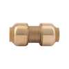 Sharkbite Push-to-Connect Coupling, 3/8 in Tube Size, Brass, Brass U006LF