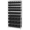 Quantum Storage Systems Steel Bin Shelving, 36 in W x 74 in H x 14 in D, 10 Shelves, Black WR10-230240BK