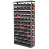 Akro-Mils 15 lb Shelf Storage Bin, Plastic, 6 3/4 in W, 4 in H, Black/Red, 11 5/8 in L 36462BLKRED